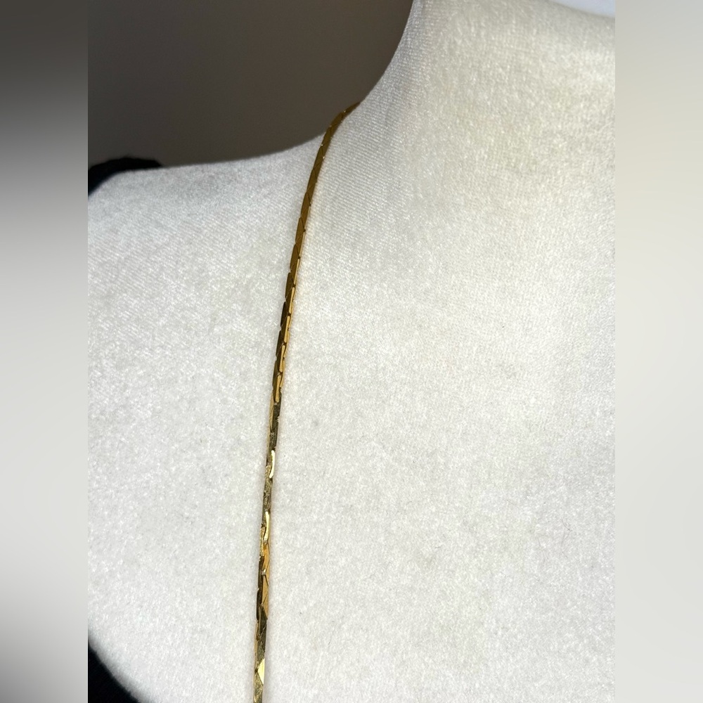Vintage Long Gold Tone Flat Chain Necklace – Diamond Cut Layering 24” Chain - Picture 6 of 8